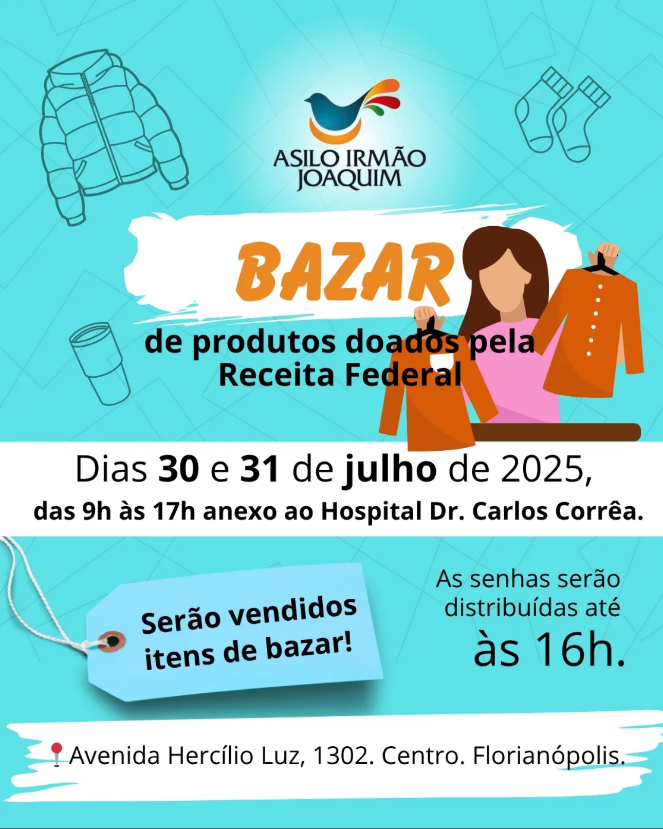 Bazar de produtos doados pela Receita Federal